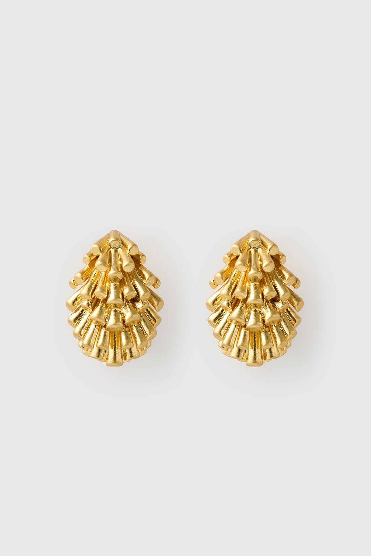 Front ghost view CAMILLA AND MARC Friesian Earrings with worn look 18k gold plating. 