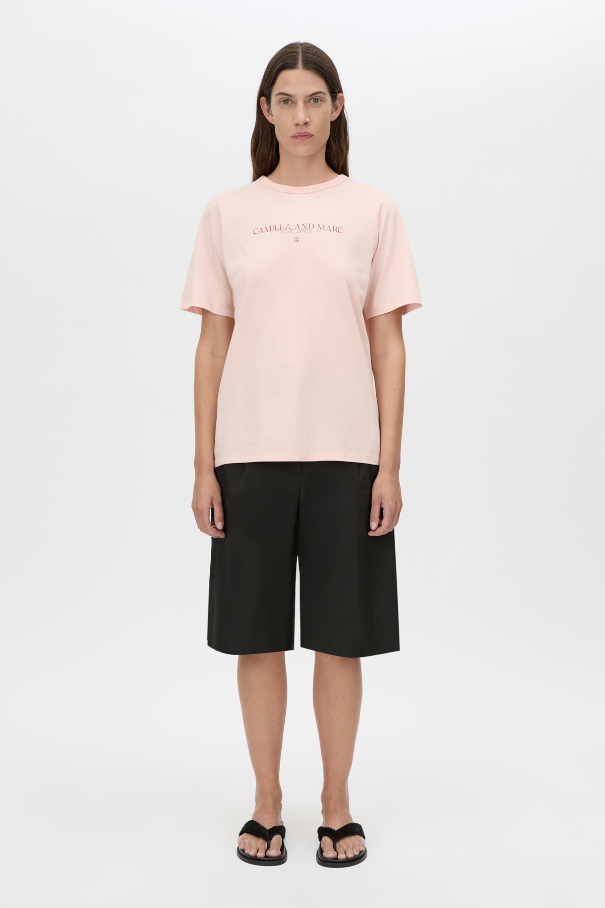 Ghiberti Logo Tee - CAMILLA AND MARC Ghiberti pink relaxed short-sleeve t-shirt with ribbed crew neckline and light plas