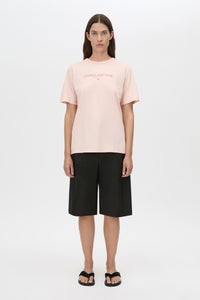 Ghiberti Logo Tee - CAMILLA AND MARC Ghiberti pink relaxed short-sleeve t-shirt with ribbed crew neckline and light plas