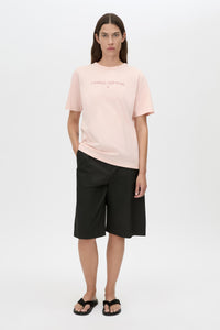 Ghiberti Logo Tee - CAMILLA AND MARC Ghiberti pink relaxed short-sleeve t-shirt with ribbed crew neckline and light plas