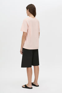 Ghiberti Logo Tee - CAMILLA AND MARC Ghiberti pink relaxed short-sleeve t-shirt with ribbed crew neckline and light plas