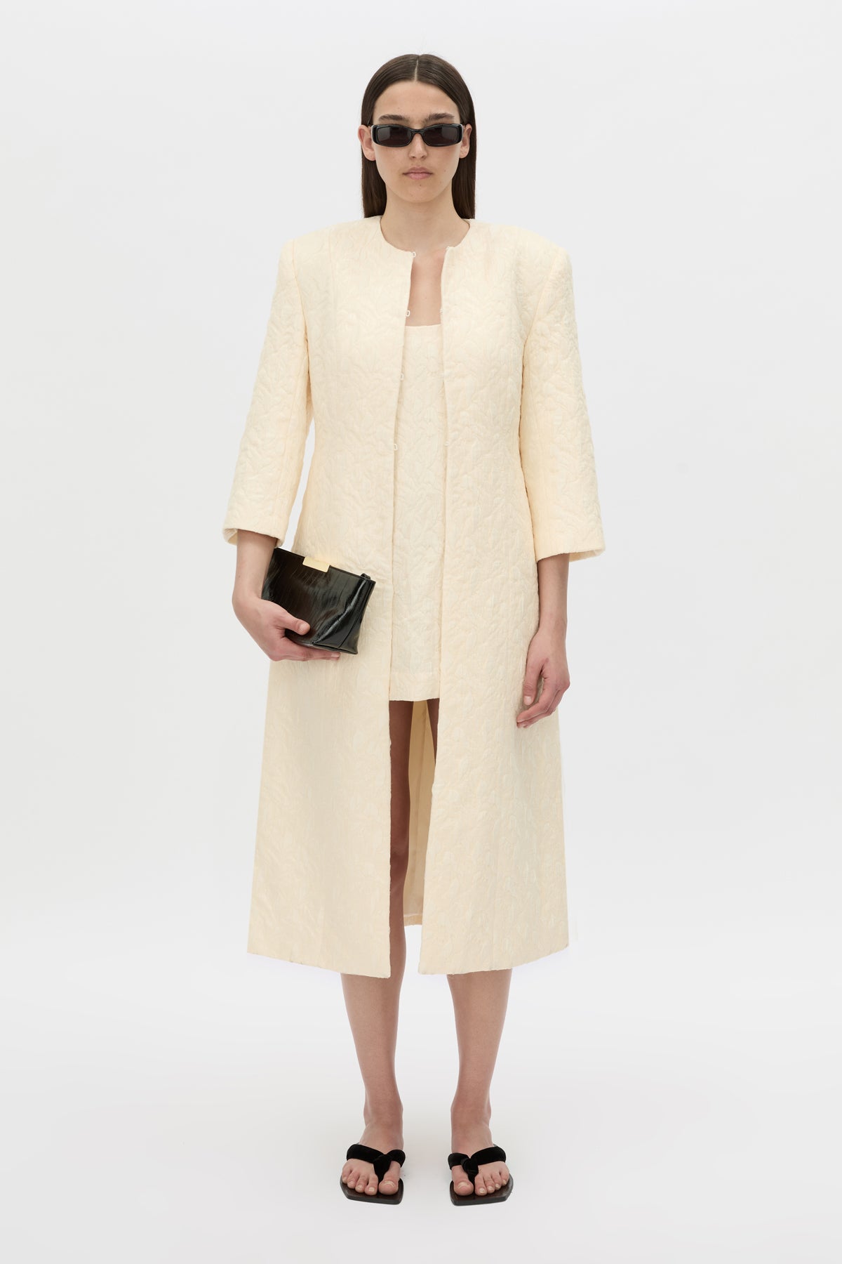 Front styled view CAMILLA AND MARC Gracia coat in cream.