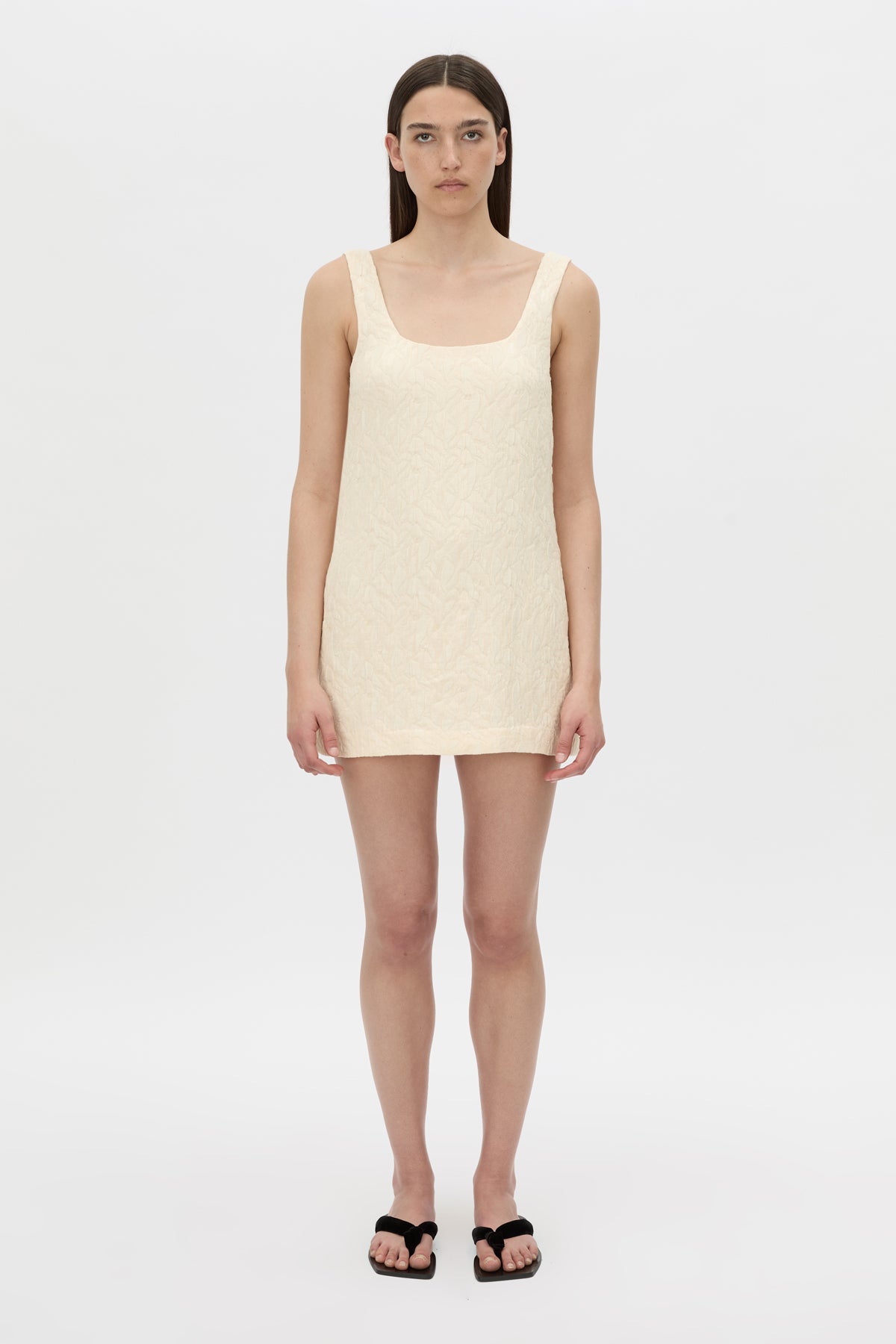 Front view CAMILLA AND MARC Gracia mini dress in cream.