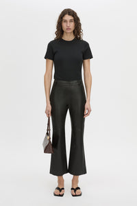 Front-styled view CAMILLA AND MARC Haru leather pant in black.
