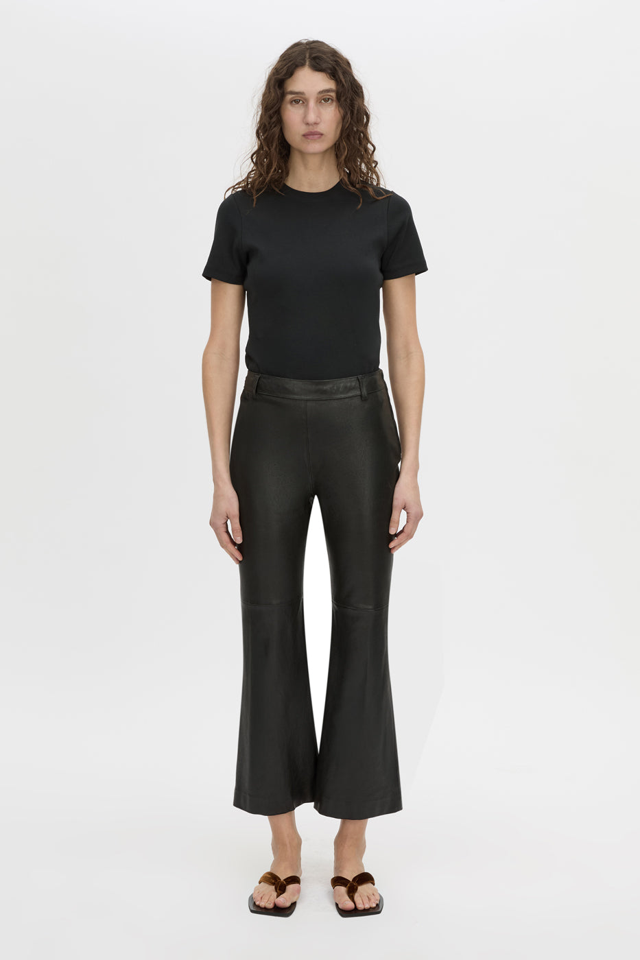 Front view CAMILLA AND MARC Haru leather pant in black.