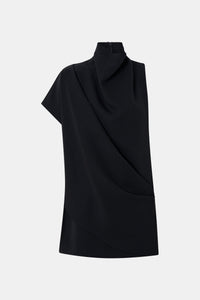 Ghost view CAMILLA AND MARC Huxley Draped Mini Dress in Black with laser‑cut neckline and draped panel.