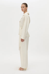Side view CAMILLA AND MARC Inca Belted Wrap Jacket in ivory.