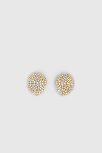 Ghost view CAMILLA AND MARC Irida Earrings in cream with spiral pearl design.