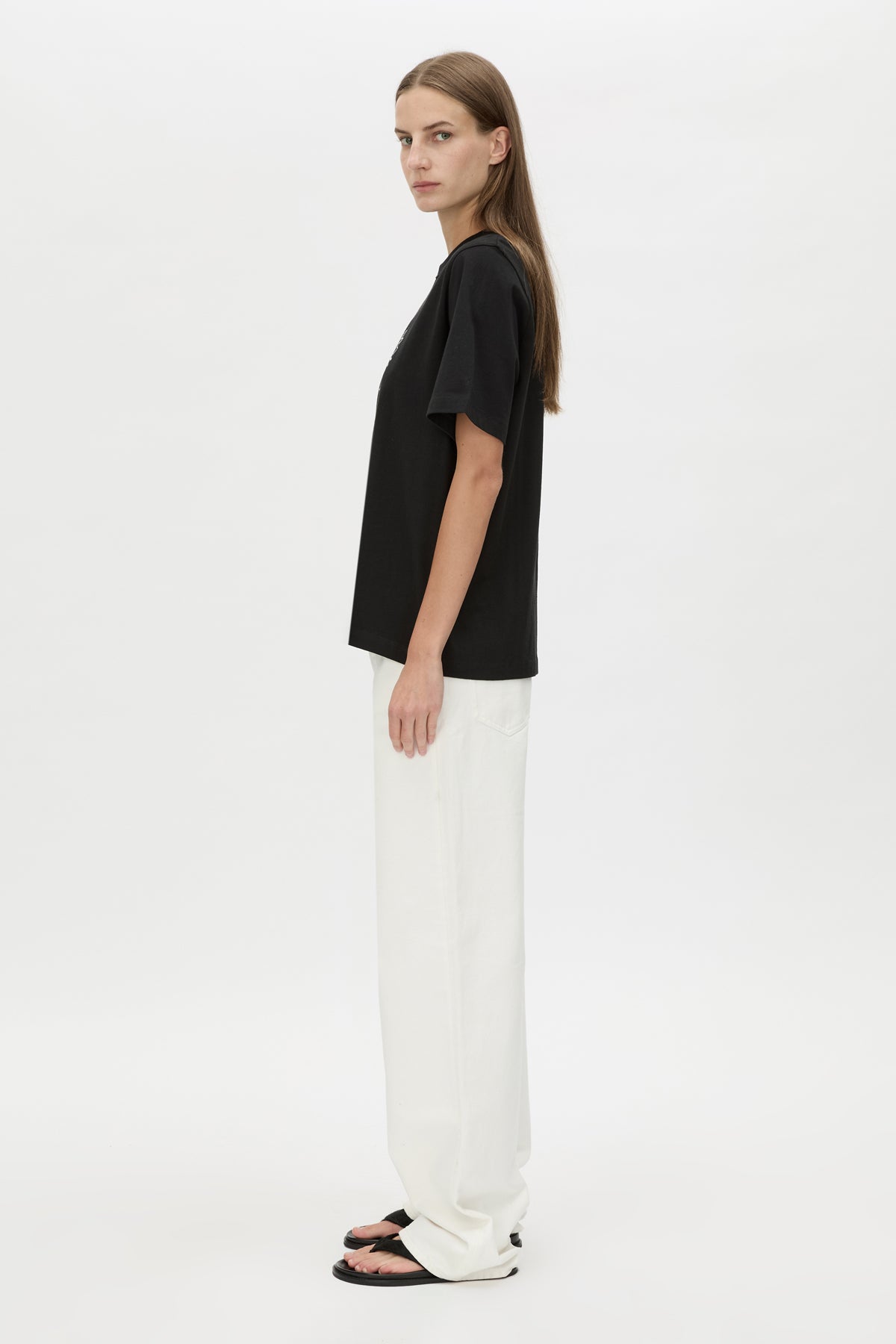 Karine Graphic Tee - CAMILLA AND MARC Karine cotton short-sleeve black tee with ribbed crew neckline