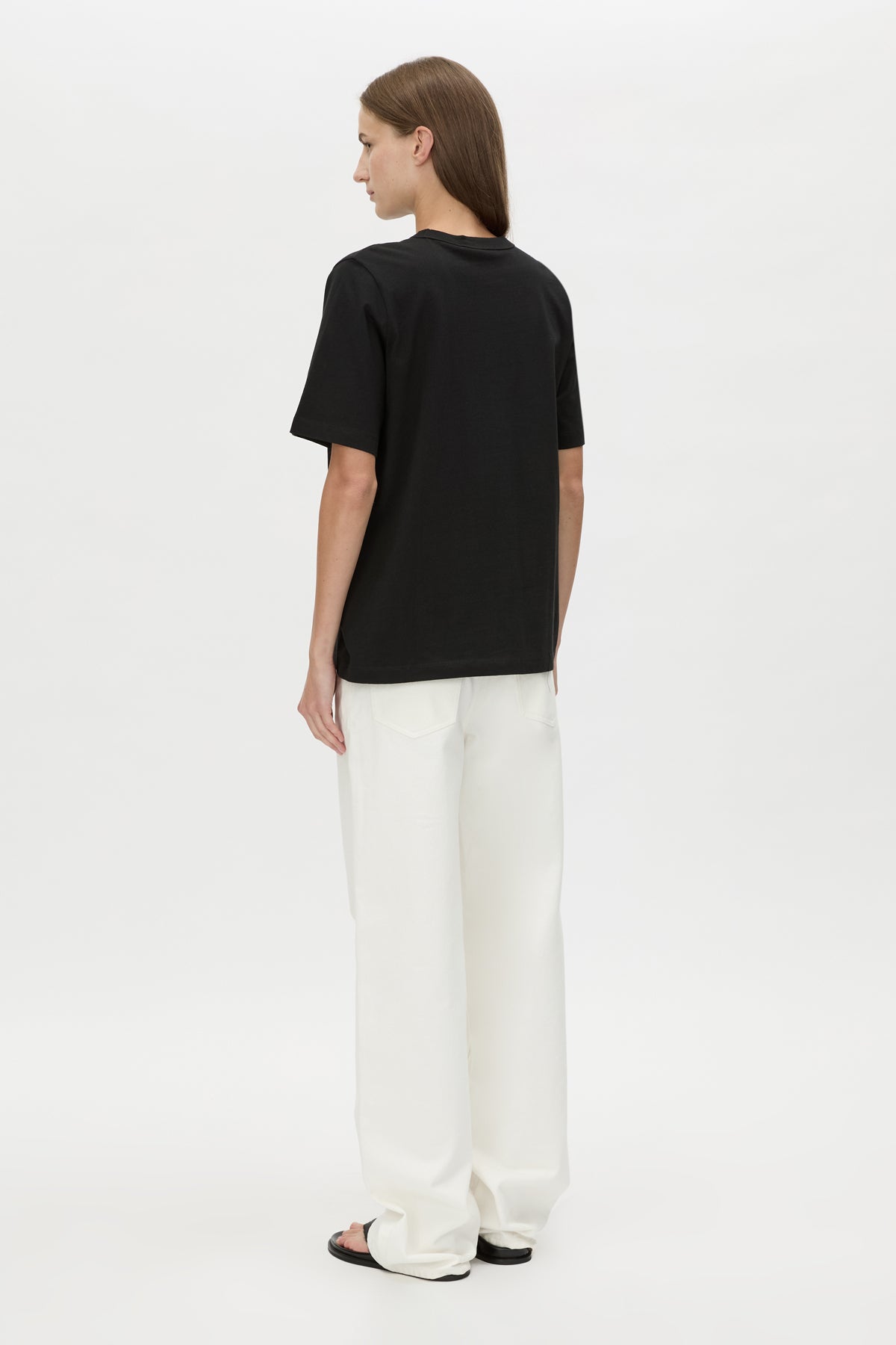 Karine Graphic Tee - CAMILLA AND MARC Karine cotton short-sleeve black tee with ribbed crew neckline