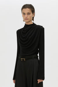 Cropped view CAMILLA AND MARC Katerina long sleeve top in black.