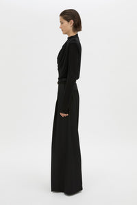 Side view CAMILLA AND MARC Katerina long sleeve top in black.