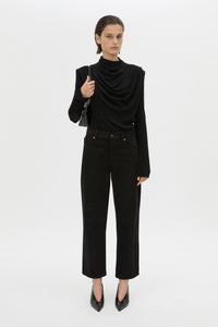 Styled view CAMILLA AND MARC Katerina long sleeve top in black.