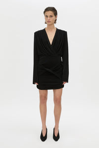 Front-styled view CAMILLA AND MARC Katerina mini dress in black.