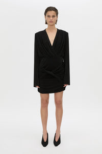 Front view CAMILLA AND MARC Katerina mini dress in black.