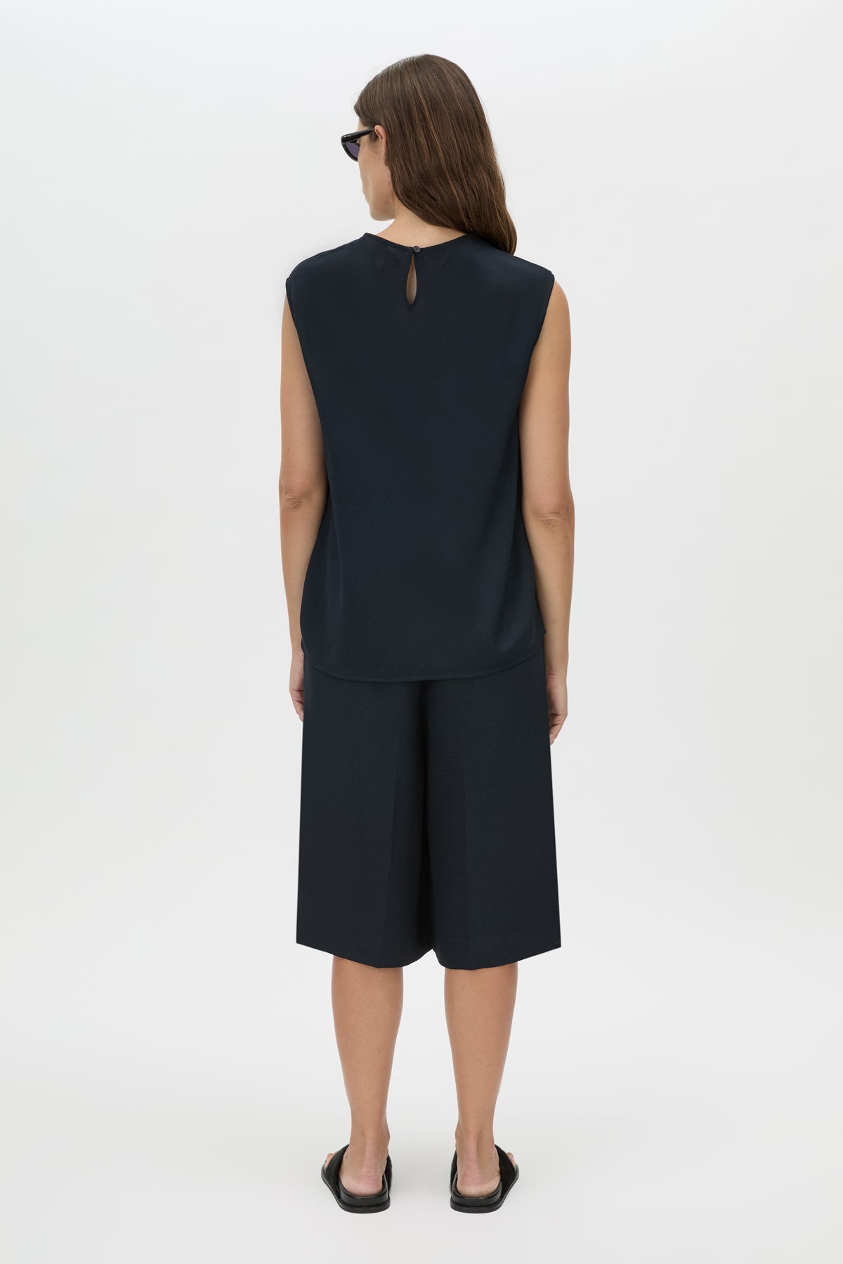 Kenya Top - CAMILLA AND MARC Kenya bias cut navy shell top with a dropped shoulder silhouette