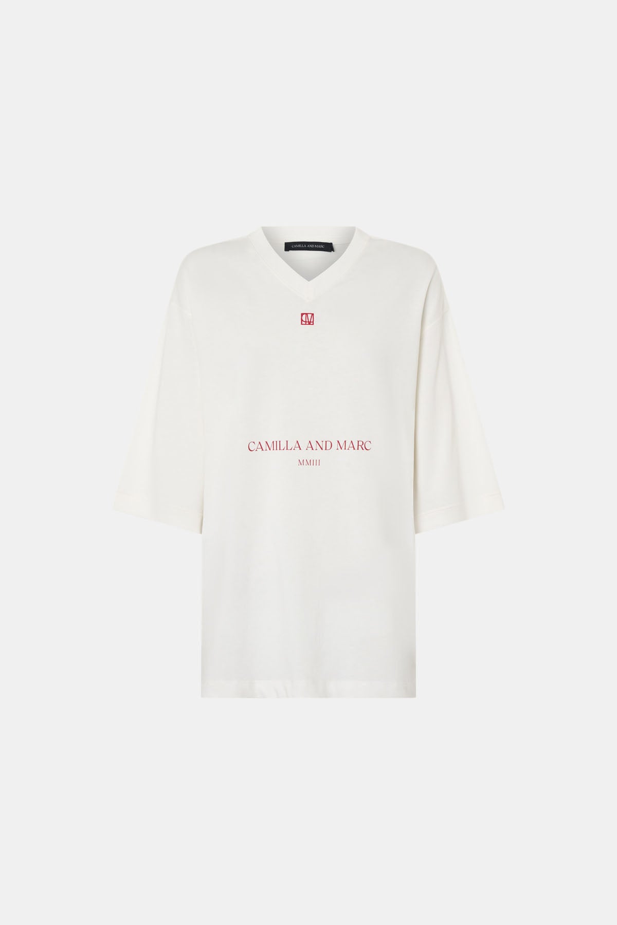 Ghost view CAMILLA AND MARC Larissa logo jersey tee in white.