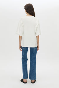 Back view CAMILLA AND MARC Larissa logo jersey tee in white.