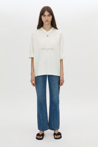 Front view CAMILLA AND MARC Larissa logo jersey tee in white.