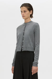 Cropped view CAMILLA AND MARC Leona knit cardigan in charcoal marle.