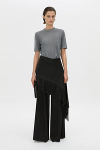Front-styled view CAMILLA AND MARC Leona knit T shirt in charcoal marle.