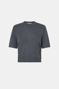 Ghost view CAMILLA AND MARC Leona knit T shirt in charcoal marle.