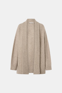 Ghost view CAMILLA AND MARC Leonie Knit Cardigan in Oatmeal Marle with wrap closure and waist tie.