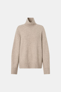 Ghost view CAMILLA AND MARC Leonie Turtleneck Knit Sweater in Oatmeal Marle with relaxed fit, ribbed collar and ribbed hems.