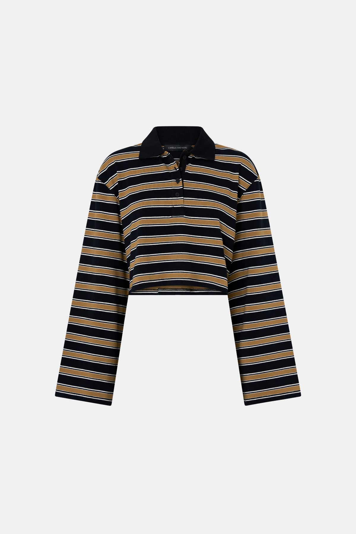 Liat Stripe Crop Polo Top
