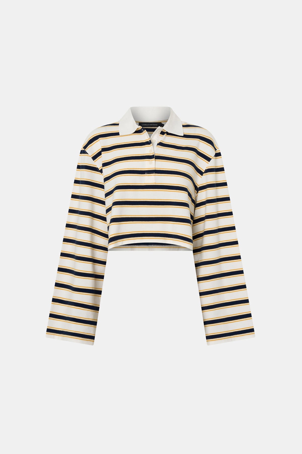 Liat Stripe Crop Polo Top