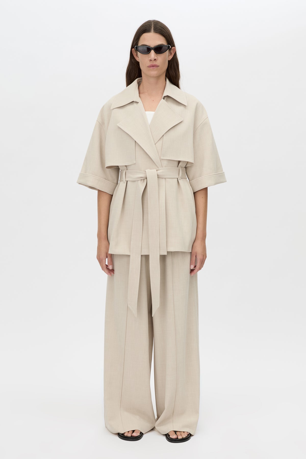 Lincoln Pant - CAMILLA AND MARC Lincoln sand palazzo mid-high-rise pant with elastic waistband