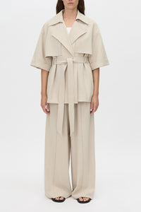 Lincoln Short Trench - CAMILLA AND MARC Lincoln sand cropped short-sleeve trench jacket