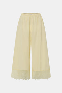 Lira Pant - CAMILLA AND MARC Lira cotton-silk wide-leg pant in yellow with scallop chantilly lace trim