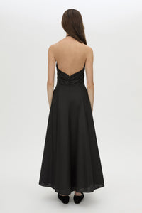 Back view CAMILLA AND MARC Lira midi dress in black.
