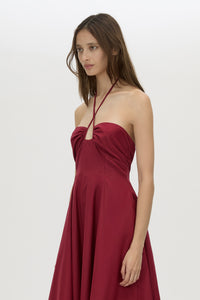 Cropped view CAMILLA AND MARC Lira midi dress in raspberry.