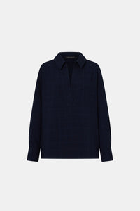 Ghost view CAMILLA AND MARC Lourdes check half placket shirt in navy.