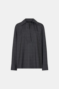 Ghost view CAMILLA AND MARC Lourdes check half placket shirt in grey.