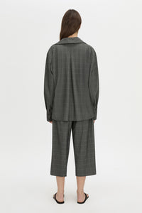 Back view CAMILLA AND MARC Lourdes check soft culotte in grey.