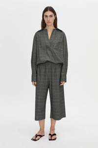 Front view CAMILLA AND MARC Lourdes check soft culotte in grey.