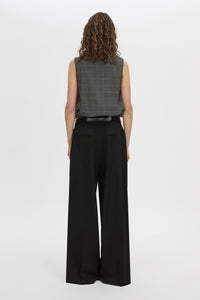 Back view CAMILLA AND MARC Lourdes check shell top in grey.