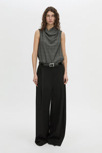 Front-styled view CAMILLA AND MARC Lourdes check shell top in grey.