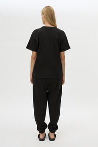Back view CAMILLA AND MARC Lyra Logo Tee in Black with a 100% cotton fabrication.