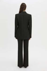 Back view CAMILLA AND MARC Mackinley single-breasted blazer in black.