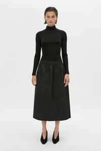 Front view CAMILLA AND MARC Mahdavi midi skirt in black.