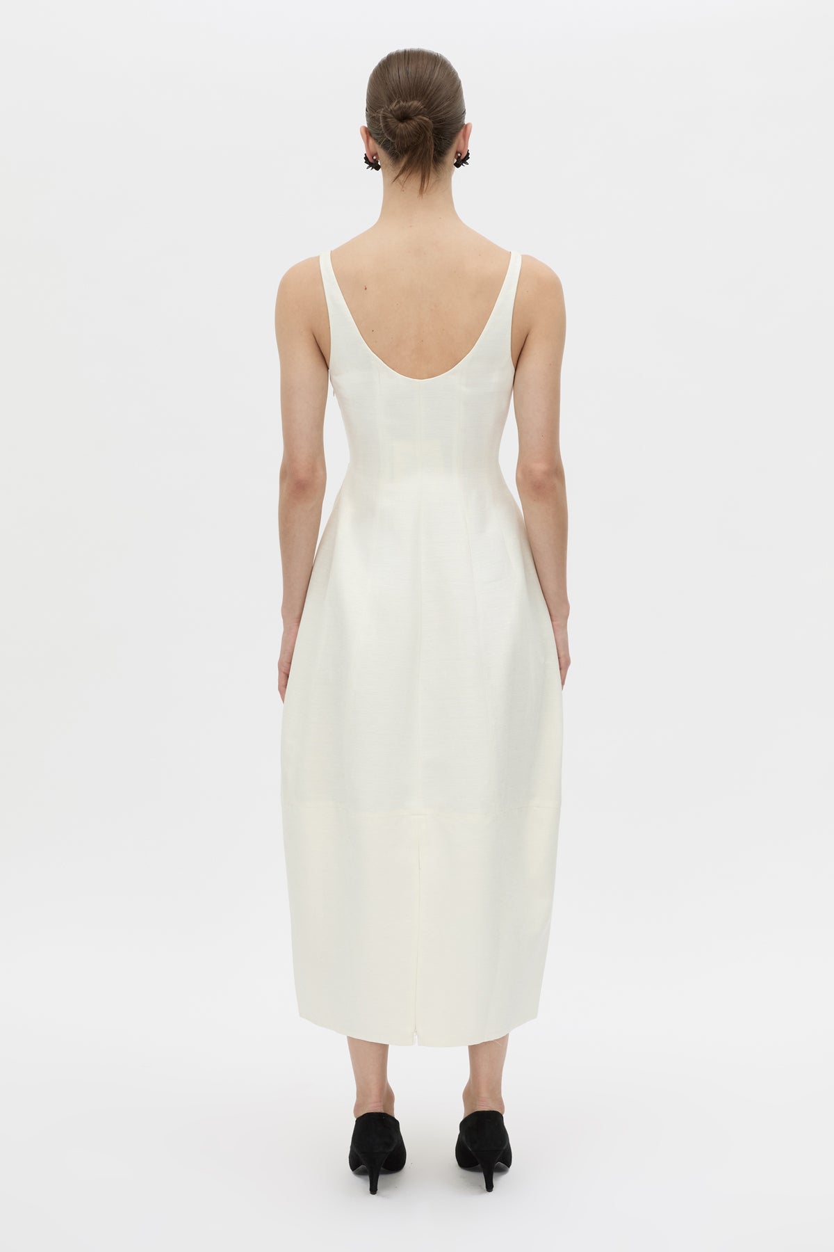 Back view CAMILLA AND MARC Mala midi dress in cream.