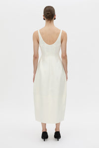 Back view CAMILLA AND MARC Mala midi dress in cream.