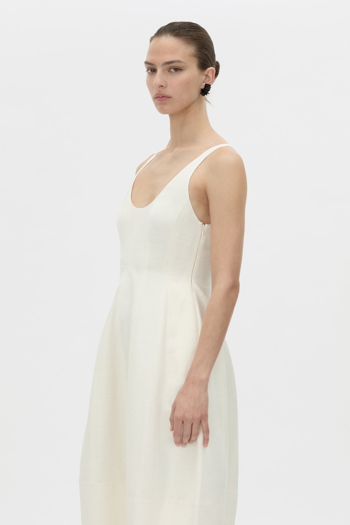 Cropped view CAMILLA AND MARC Mala midi dress in cream.