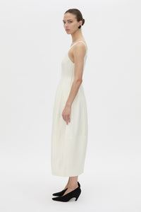 Side view CAMILLA AND MARC Mala midi dress in cream.