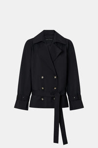 Ghost View - CAMILLA AND MARC Malia Belted Jacket in black with exaggerated collar and lapel.