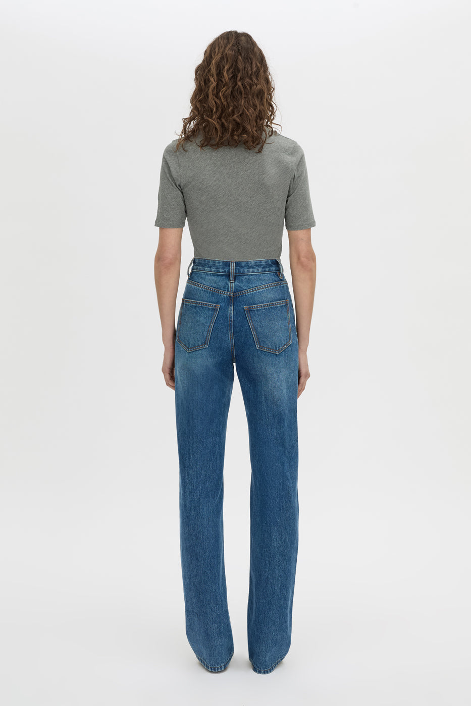 Back view CAMILLA AND MARC Manuela denim jean in dark classic blue.